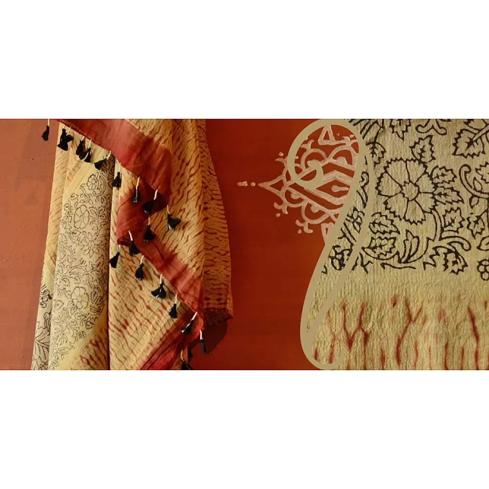 Handful of stars  ( Shibori ~ Ajrakh dupatta ) - {x}
